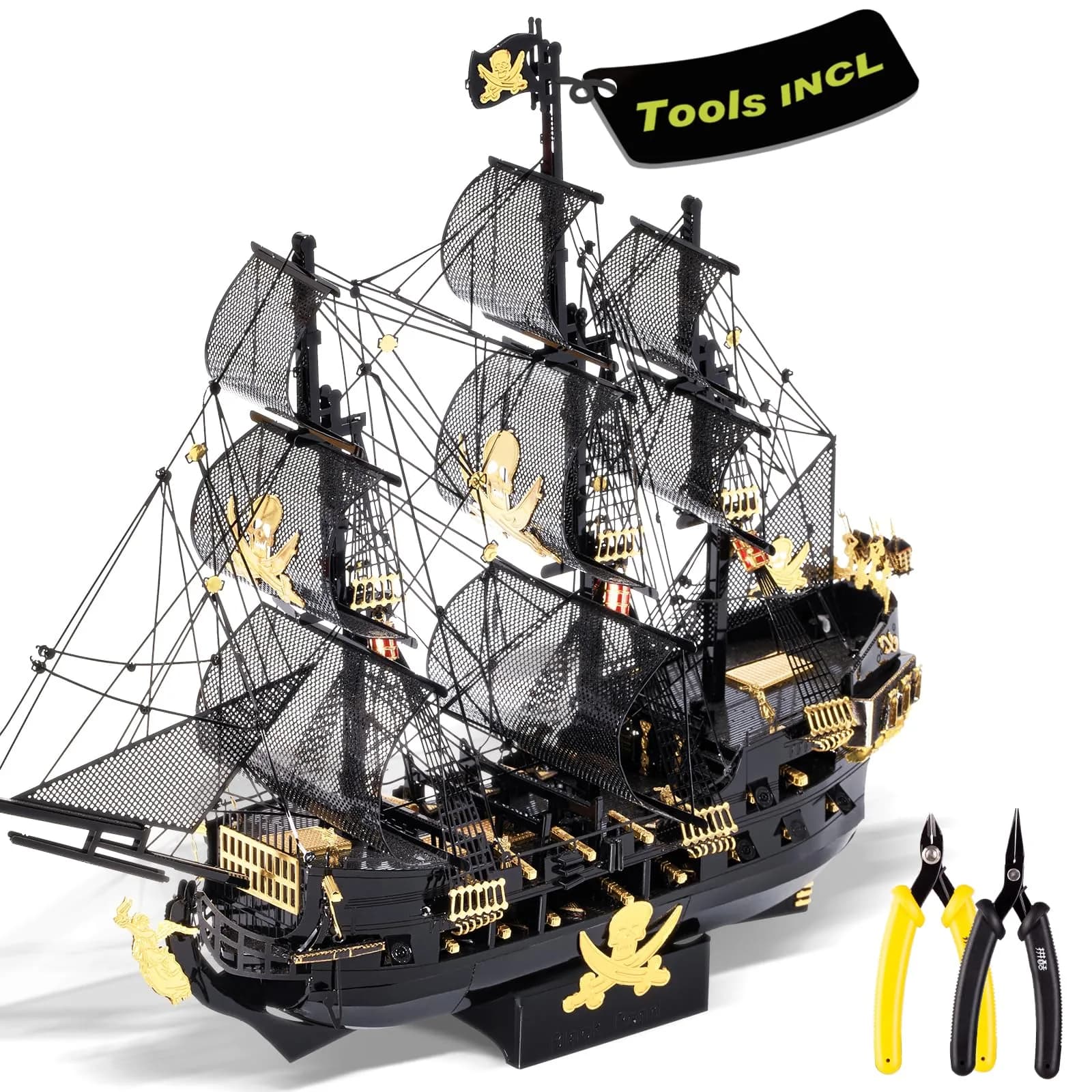 Piececool Art_Craft_Kit 3D Metal Puzzle Ship | Nautical Model for Adults (15x3.7x12cm)