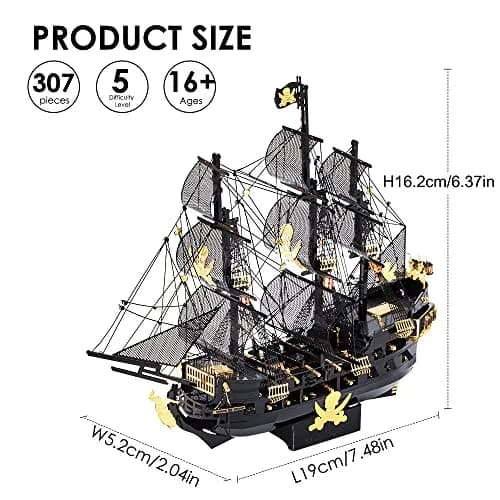 Piececool Art_Craft_Kit 3D Metal Puzzle Ship | Nautical Model for Adults (15x3.7x12cm) thumbnail 4