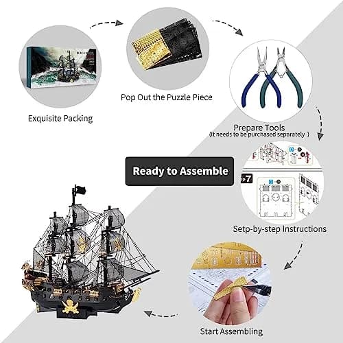 Piececool Art_Craft_Kit 3D Metal Puzzle Ship | Nautical Model for Adults (15x3.7x12cm) thumbnail 2