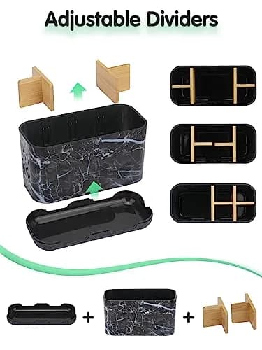 GFWARE Marble Toothbrush Holder with 5 Slots & Drainage, Large Countertop Organizer | Bathroom & Vanity Stand thumbnail 7