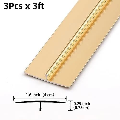 Gaahing Aluminum T Molding Floor Transition Strip Matte Gold | 3 Strips x 2.9ft (0.9m) x 1.6in (4cm) | Seamless Flooring Transitions thumbnail 2