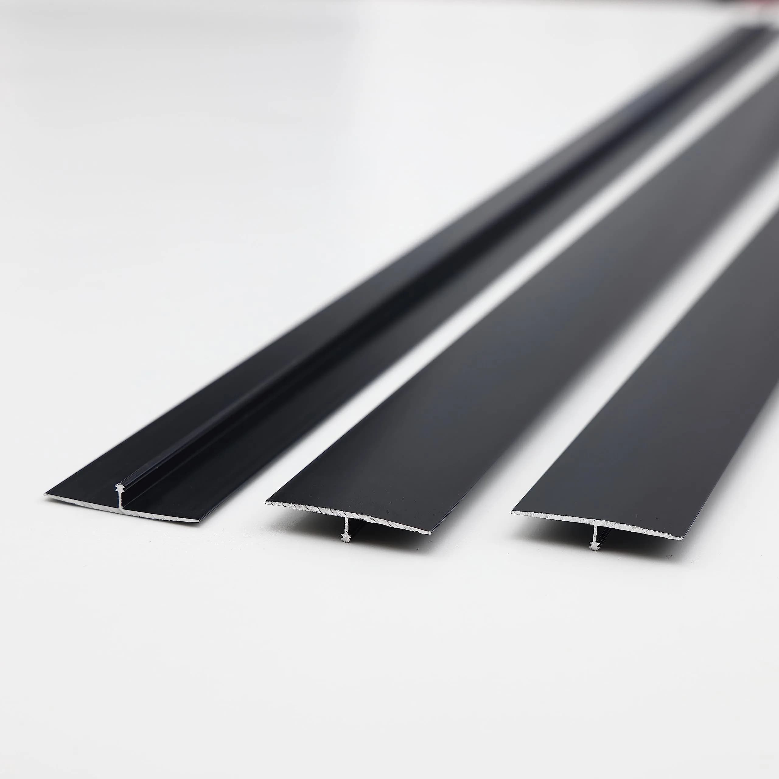 Gaahing Aluminum T Molding Floor Transition Strip 2.9ft (0.9m) x 1.6in (4cm) Matte Silver | 3-Pack for Laminate, Vinyl, Hardwood Floors — Matte Black / 3pcs x 35.4 x 1.6in