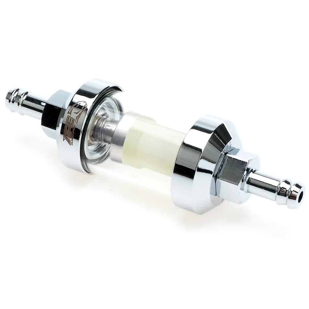APE RACING Upgraded Billet Aluminum Fuel Filter 1/4" Inline, Chrome | Corrosion Resistance, Washable, High Flow - main product image