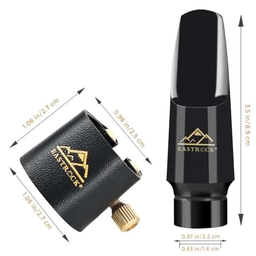 EASTROCK Alto Saxophone Mouthpiece Kit with Leather Ligature & Cap, Black | Professional Musical Instrument Accessory for Beginners & Musicians thumbnail 4