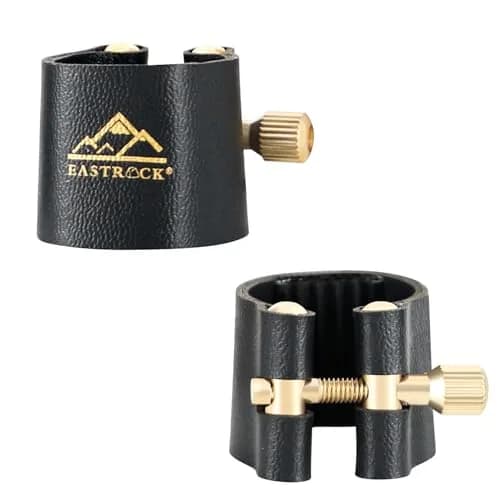 EASTROCK Alto Saxophone Mouthpiece Kit with Leather Ligature & Cap, Black | Professional Musical Instrument Accessory for Beginners & Musicians thumbnail 3