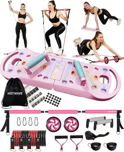 HOTWAVE Push Up Board, Foldable Portable 20 in 1 Fitness System with Resistance Bands thumbnail 1