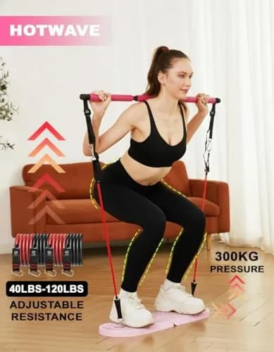 HOTWAVE Push Up Board, Foldable Portable 20 in 1 Fitness System with Resistance Bands thumbnail 4