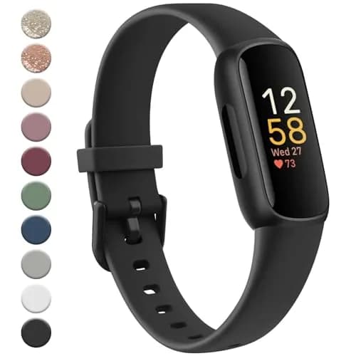 Meliya Fitbit Inspire 3 Bands Women Men | Soft Silicone Sport Strap, Adjustable, Black thumbnail 1