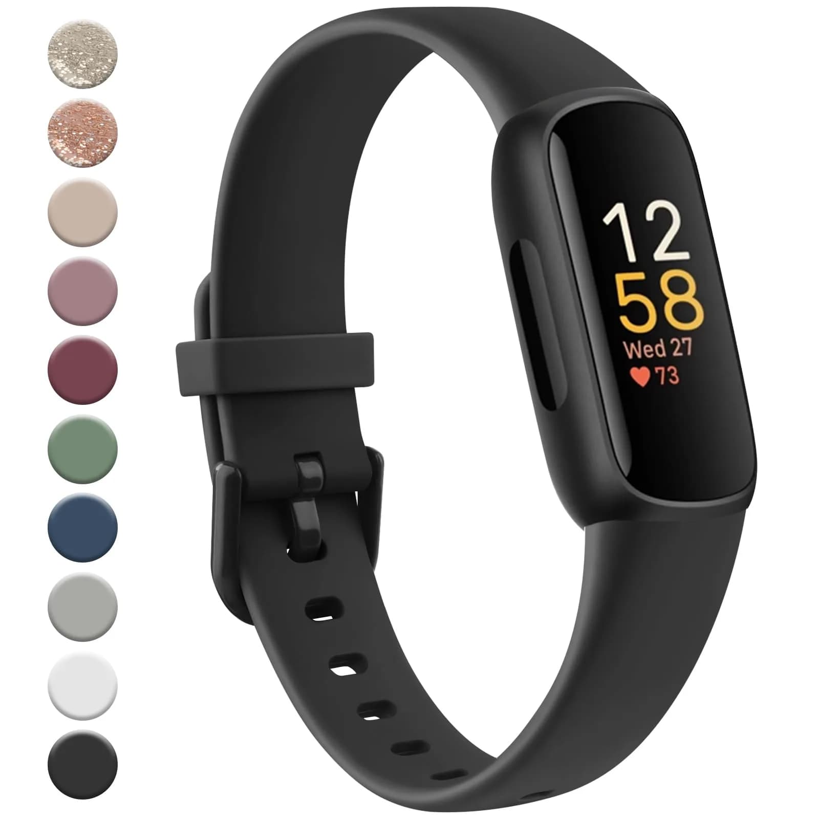 Meliya Fitbit Inspire 3 Wristband Midnight | Soft Silicone Sport Strap (130-205mm) — Black
