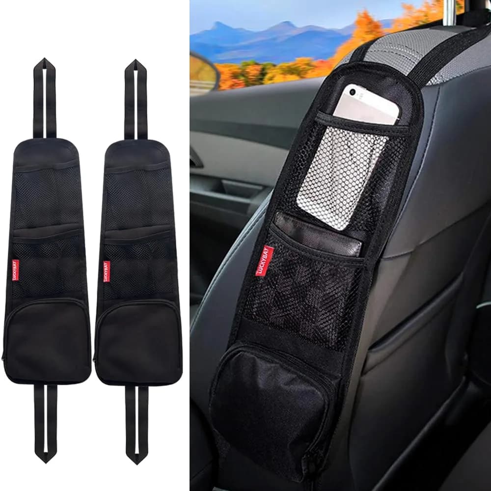Luckybay Car Seat Side Organizer 2 Pack | Universal Fit for Cars, SUVs & Trucks