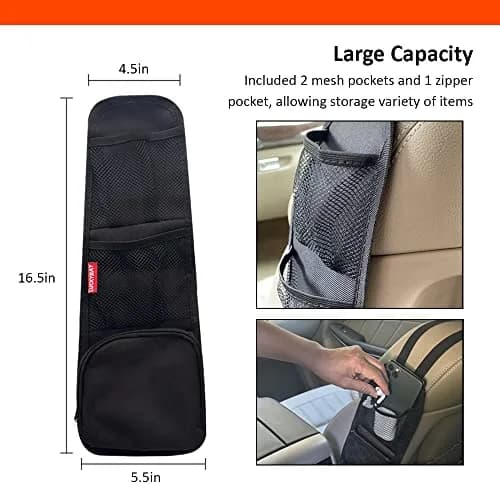 Luckybay Car Seat Side Organizer 2 Pack | Universal Fit for Cars, SUVs & Trucks thumbnail 4
