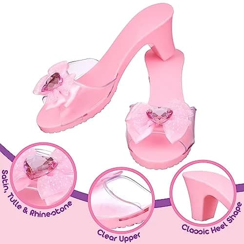 PRINCESS EXPRESSIONS 3pc Pastel Princess Dress Up Shoe Set | Toddler Girl Slip-On Shoes with 2-inch Heel, Assorted Pink & Purple, Fits Shoe Size 7-10 thumbnail 4