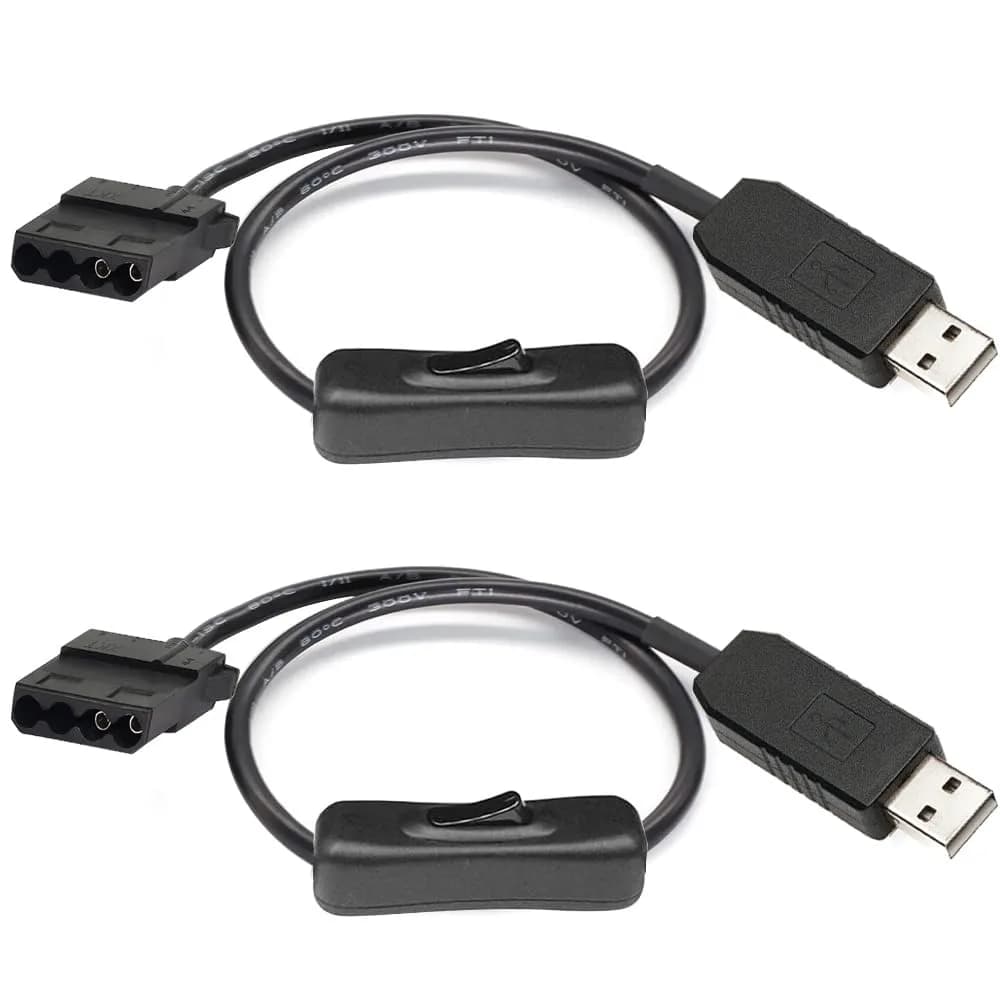 Gebildet USB to 3/4 Pin Fan Adapter Cable with ON/OFF Switch, 30cm, 2 Pack — USB to Molex 4 Pin 5V/12V