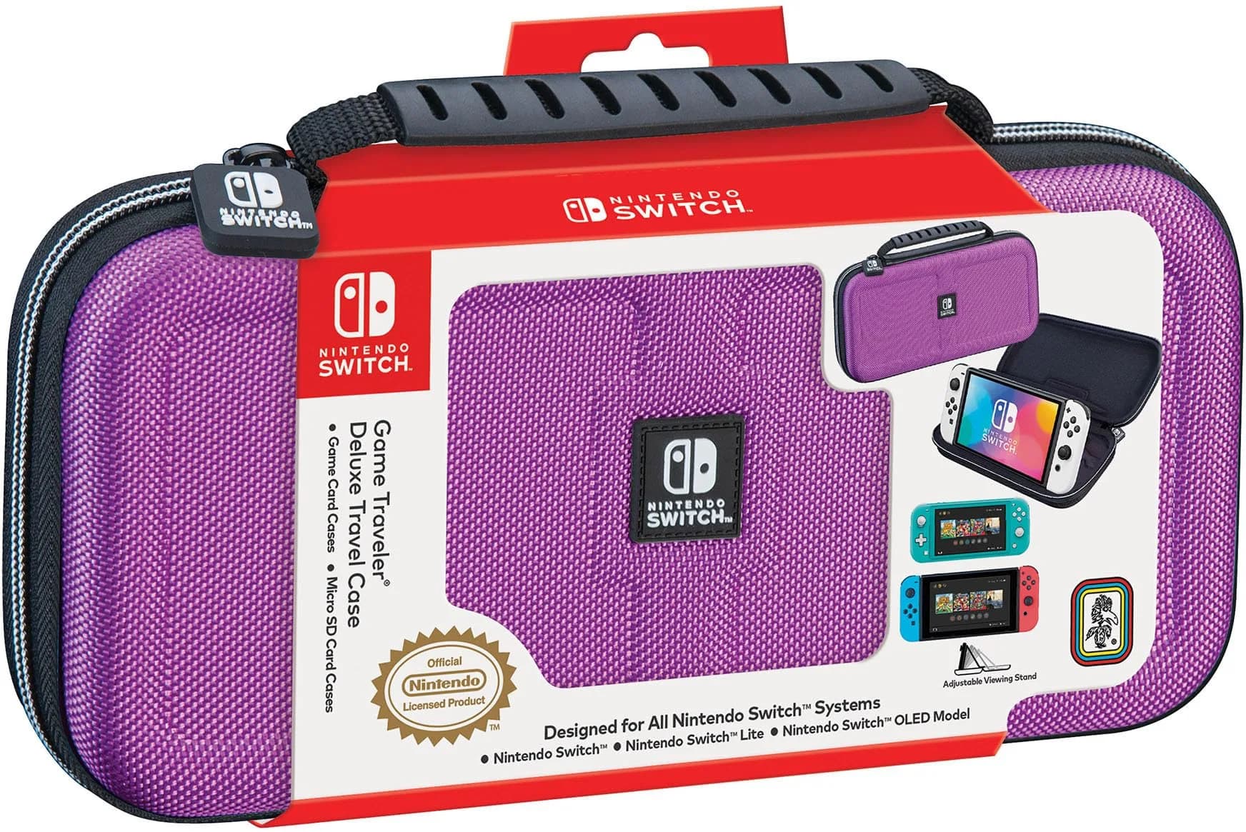 Game Traveler Deluxe Licensed Travel Case for Nintendo Switch OLED, Lite & Standard | Purple Ballistic Nylon