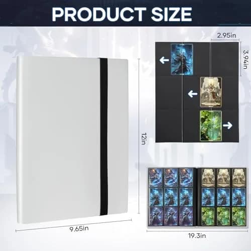TiopLior Card Binder Album Folder Book Fit for MTG Baseball Football Sports Cards | Large Capacity, Durable Polypropylene, White thumbnail 2