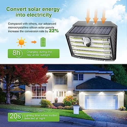 CLAONER Solar Lights Outdoor 10 Pack | Wireless Motion Sensor Waterproof Wall Lights thumbnail 3