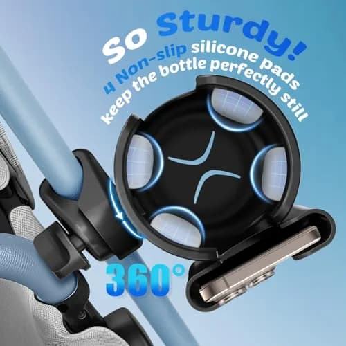 Guiseapue 2 Pack Walker Cup Holder with Phone Holder, Black | Fits Most Strollers & Mobility Aids thumbnail 4