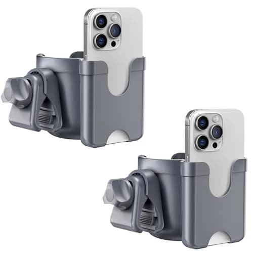 Guiseapue 2-Pack Walker Cup Holder with Phone Mount | Universal Fit for Strollers, Wheelchairs, Bikes, Carts thumbnail 1