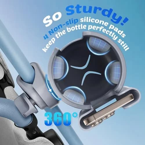 Guiseapue 2-Pack Walker Cup Holder with Phone Mount | Universal Fit for Strollers, Wheelchairs, Bikes, Carts thumbnail 4
