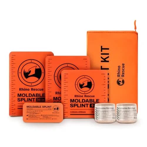 RHINO RESCUE 4-Size Moldable First Aid Splint Kit, Orange-Gray | Durable, Compact & Supportive for Emergency Use thumbnail 1