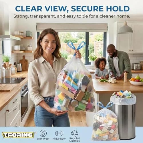 T.FORING Small 2 Gallon Drawstring Trash Bags 7.5L (120 Count) | Thick HDPE, Unscented, Leak-Proof thumbnail 7