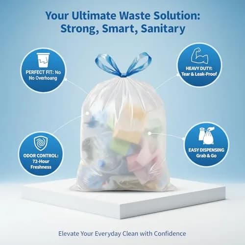 T.FORING Small 2 Gallon Drawstring Trash Bags 7.5L (120 Count) | Thick HDPE, Unscented, Leak-Proof thumbnail 4