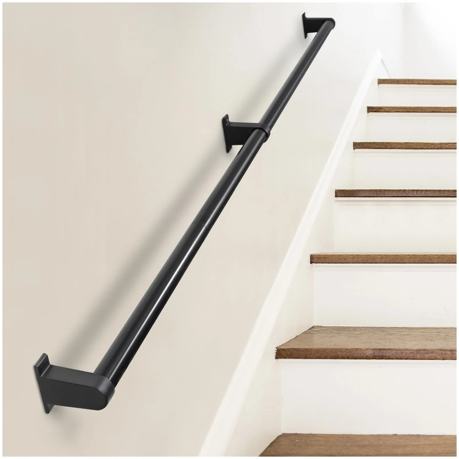 SDNBHT Industrial Stair Railing 1.22 m (4 ft) Black | Heavy Duty Aluminum Handrail for Indoor & Outdoor Steps — 6 Feet - 1.25 Inch Tube Diameter