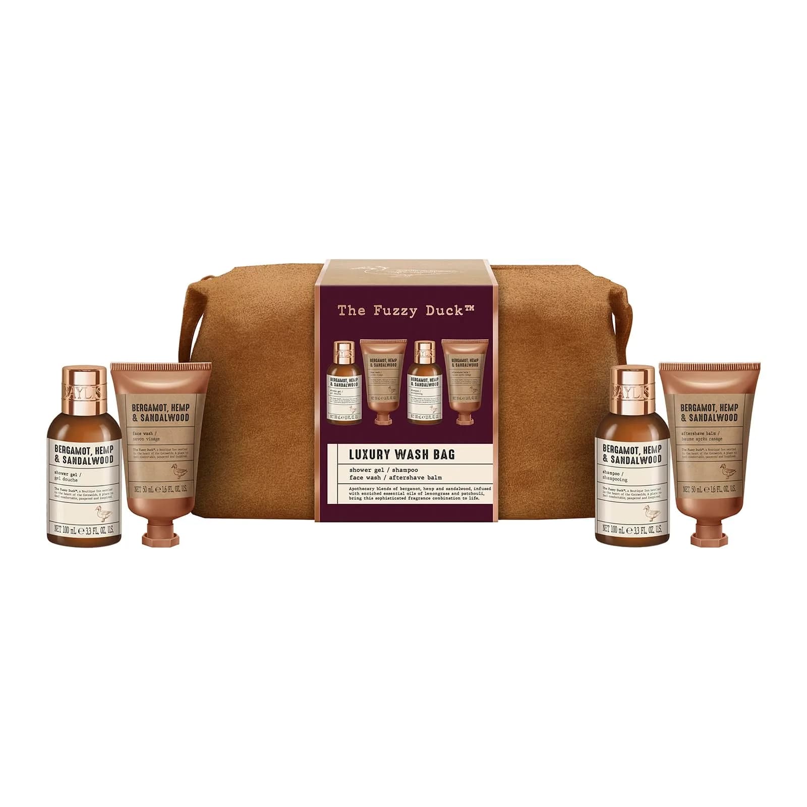 Baylis & Harding Fuzzy Duck Grooming Tin Gift Set for Men | 100ml (3.3 Fl Oz) Hair & Body Wash, 50ml (1.6 Fl Oz) Aftershave Balm, 30ml (1 Fl Oz) Face Wash & 25g Soap — Toiletry Bag Gift Set