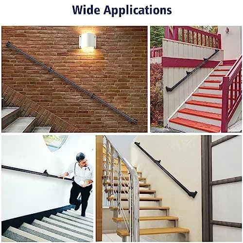 SDNBHT Industrial Stair Railing 1.22 m (4 ft) Black | Heavy Duty Aluminum Handrail for Indoor & Outdoor Steps thumbnail 6