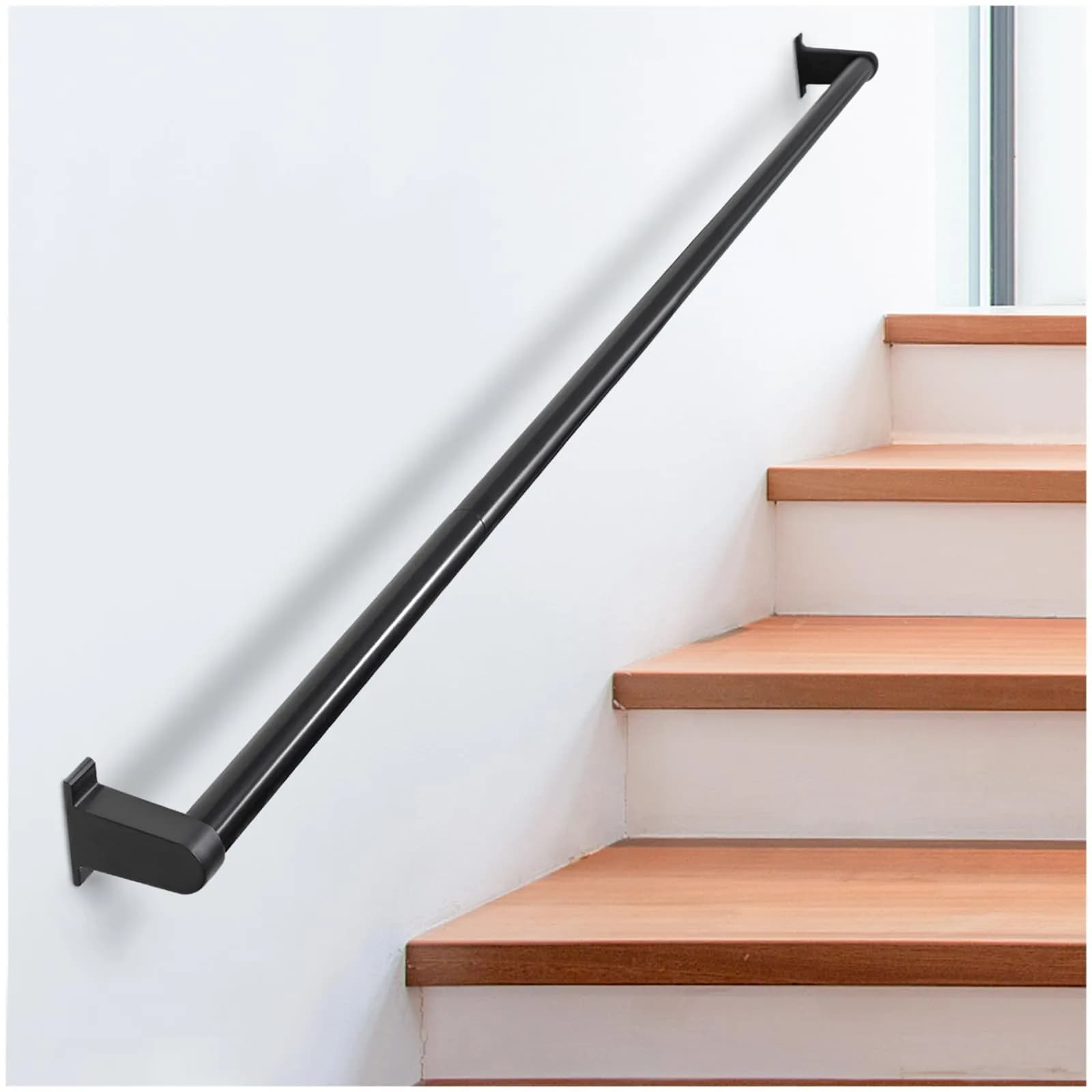 SDNBHT Industrial Stair Railing 1.22 m (4 ft) Black | Heavy Duty Aluminum Handrail for Indoor & Outdoor Steps — 4 Feet - 1.25 Inch Tube Diameter