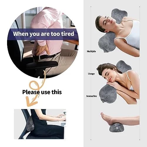 VCOMSOFT Recliner Headrest Pillow Dark Grey | Adjustable Bone Neck Pillow for Sleeping & Lumbar Support thumbnail 5