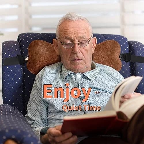 VCOMSOFT Bone Neck Pillow for Recliners & Sofas, XL 18"L x 7"D x 7"H, Brown | Adjustable Height & Lumbar Support thumbnail 3
