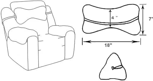 VCOMSOFT Bone Neck Pillow for Recliners & Sofas, XL 18"L x 7"D x 7"H, Brown | Adjustable Height & Lumbar Support thumbnail 4