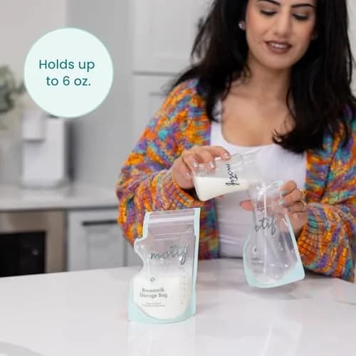 Motif Medical Breast Milk Storage Bags 6 Oz (100 Count) | Leakproof Double Zipper, Easy-Pour Spout thumbnail 3