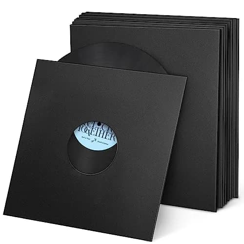 Facmogu 12-inch Vinyl Record Sleeves, 350gsm Cardboard LP Covers (10-Pack, Matte Black) | Protects Records from Dust & Scratches thumbnail 1