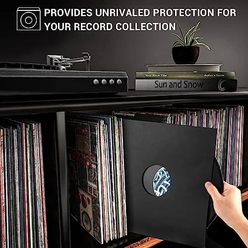 Facmogu 12-inch Vinyl Record Sleeves, 350gsm Cardboard LP Covers (10-Pack, Matte Black) | Protects Records from Dust & Scratches thumbnail 5
