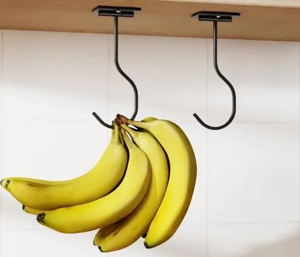 bussdis Adhesive Banana Hook Under Cabinet, Black, 2 Pack | Holds Up to 13 lbs thumbnail 8