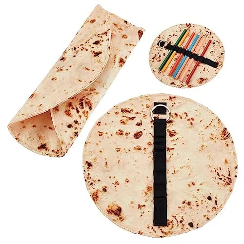OLYCRAFT Tortilla Pencil Case Holder Roll 22cm (8.66 Inch) | Funny Pancake Stationery Pouch for Students & Office thumbnail 1
