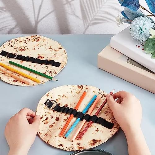 OLYCRAFT Tortilla Pencil Case Holder Roll 22cm (8.66 Inch) | Funny Pancake Stationery Pouch for Students & Office thumbnail 3