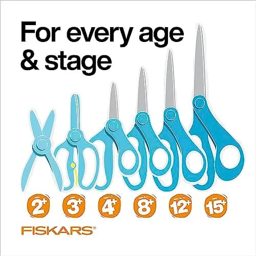 Fiskars 7" SoftGrip Left-Handed Student Scissors for Kids 12+ | Precise, Ergonomic & Glitter Handle thumbnail 8