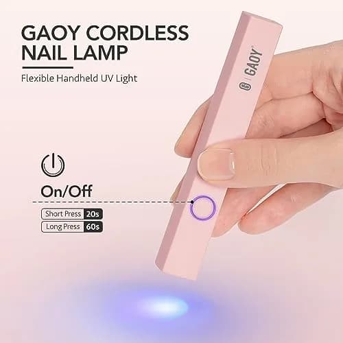 GAOY Handheld UV LED Nail Lamp Pink | Quick Dry Cordless Gel Manicure Light thumbnail 2