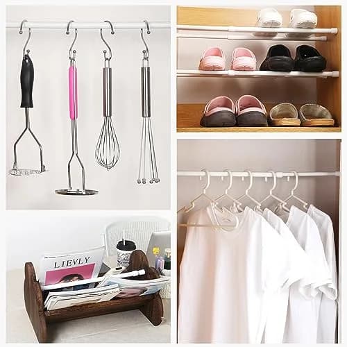 Goowin White 5 Pack Tension Rod 16-28 Inch | No-Drill Spring Tension Rods for Closets and Cupboards thumbnail 2