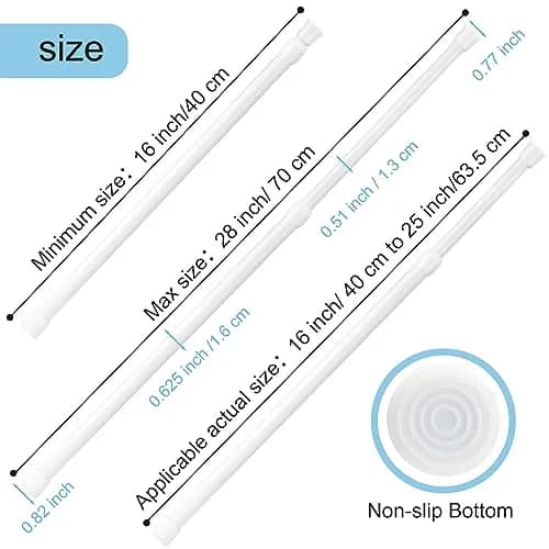 Goowin White 5 Pack Tension Rod 16-28 Inch | No-Drill Spring Tension Rods for Closets and Cupboards thumbnail 3