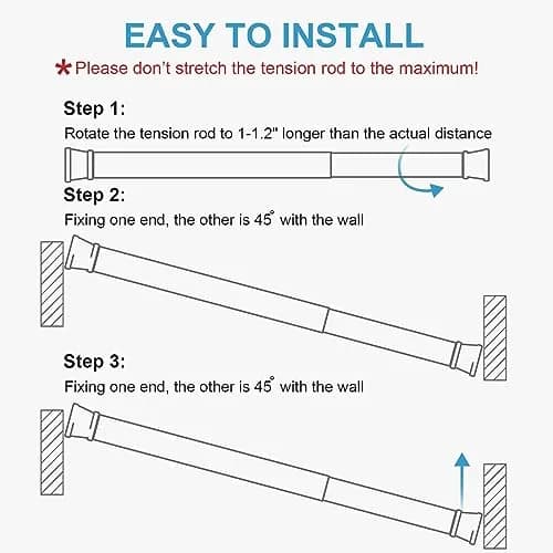 Goowin Small Tension Rod 16-28 Inch | No Drilling Expandable Spring Tension Rods for Closet & Curtain thumbnail 6