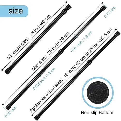 Goowin Small Tension Rod 16-28 Inch | No Drilling Expandable Spring Tension Rods for Closet & Curtain thumbnail 3