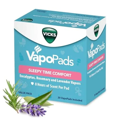 Vicks VapoPads Sleepy Time Comfort 20 Count | Calming Rosemary, Lavender, Eucalyptus Scents for Better Breathing thumbnail 1