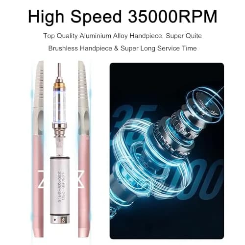 M Max Brushless Cordless Nail Drill 35000 RPM Mermaid | Professional 2-in-1 Efile Machine thumbnail 8