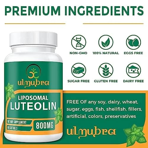 Ulmubra 800 MG Liposomal Luteolin Supplement | Maximum Absorption & Antioxidant Support for Brain & Well-Being, 60 Softgels thumbnail 6