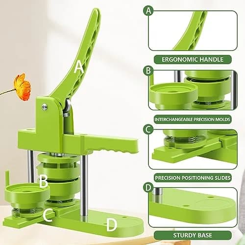 MK.Bear Button Maker Machine Multiple Sizes 200 Pcs | DIY Badge Kit with Free Parts thumbnail 2