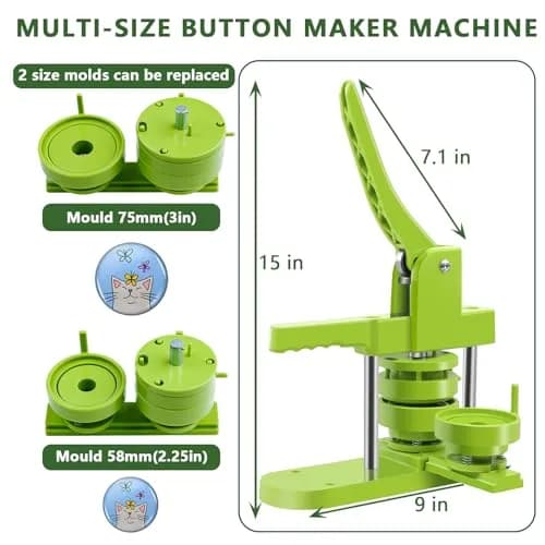 MK.Bear Button Maker Machine Multiple Sizes 200 Pcs | DIY Badge Kit with Free Parts thumbnail 3